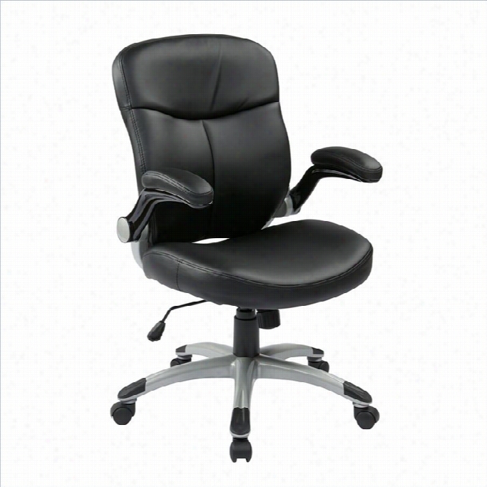 Office  Star Ech Series Mid  Back Eco Leather Office Chair In Black