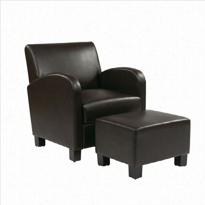 Office Star Metro Faux Leather Club Chair In The Opinion Of Ottoman In Espresso