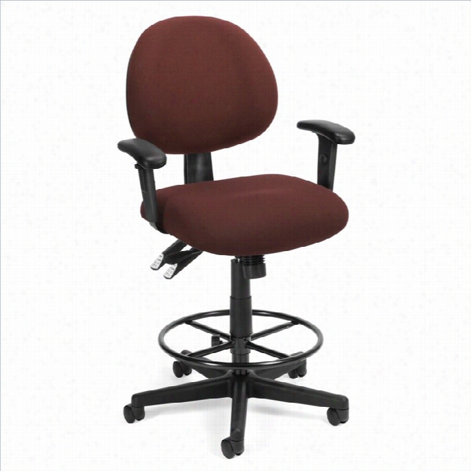 Ofm 24-hour Task Drafting Chair With Arms And Drafting Kit In Burgundy