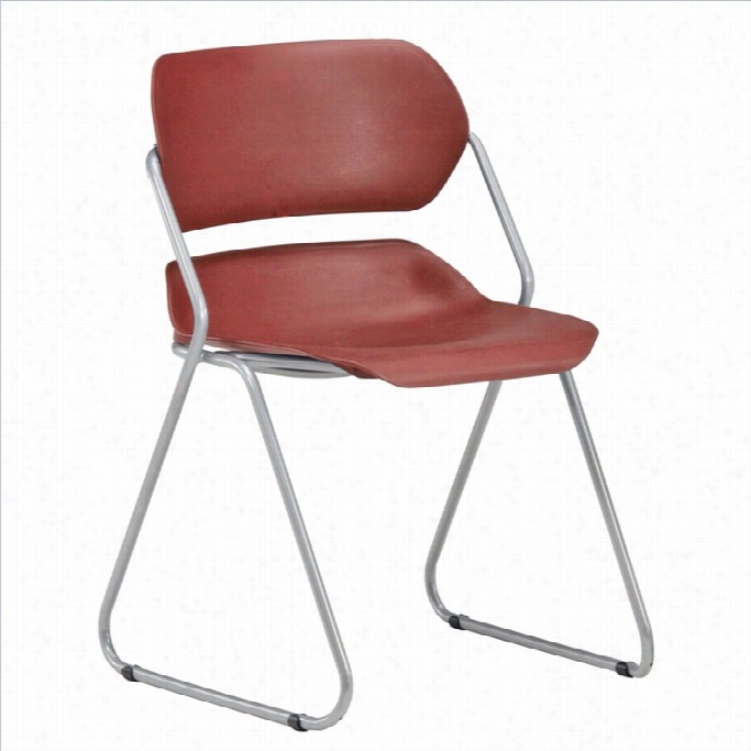 Ofm Armless Stacck Stacking Chair With Silver Frame I Wine
