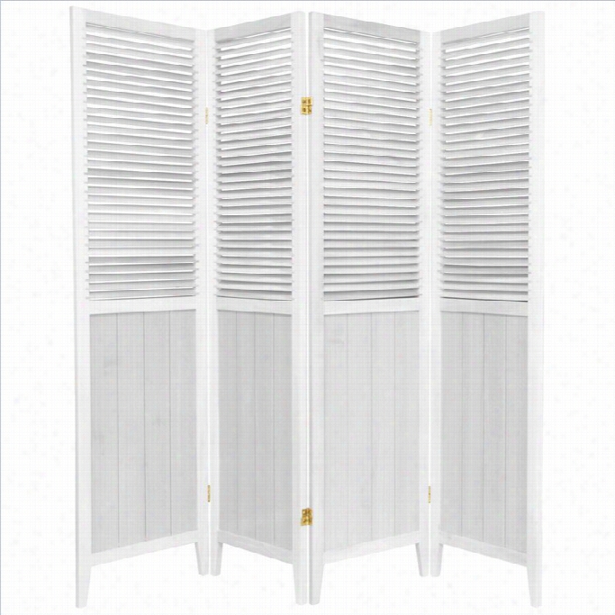 Oriental Beadboaed 4 Panel Room Divider In White