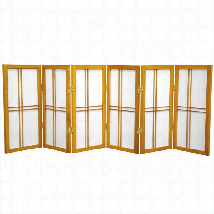 Oriental Desktop Double Cross  6 Panels Shoji Screen In Honey