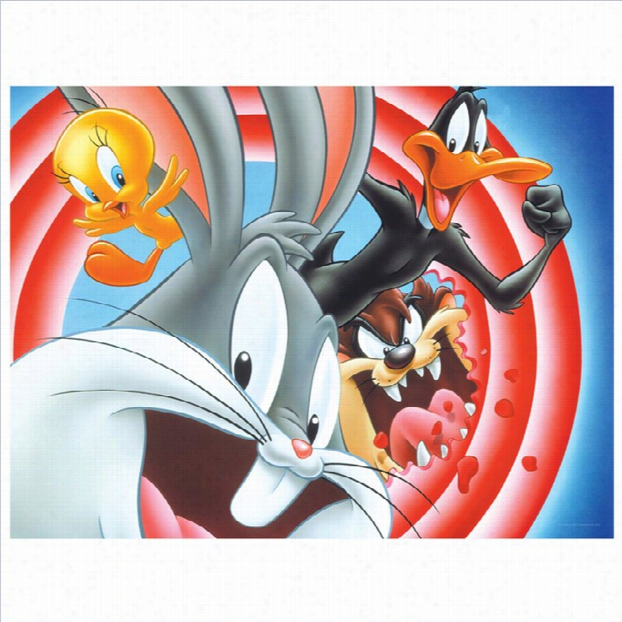 Oriental Furniture Looney Tunes Intro Circle Wall Art In Multicolor