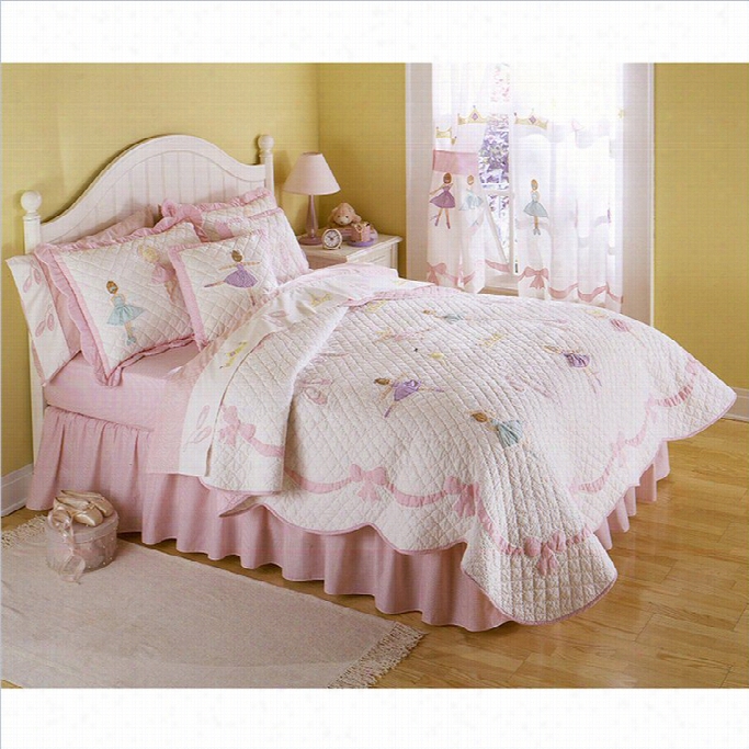 Pem America Ballet Lessons  Quilt Set Inpink And White-twin