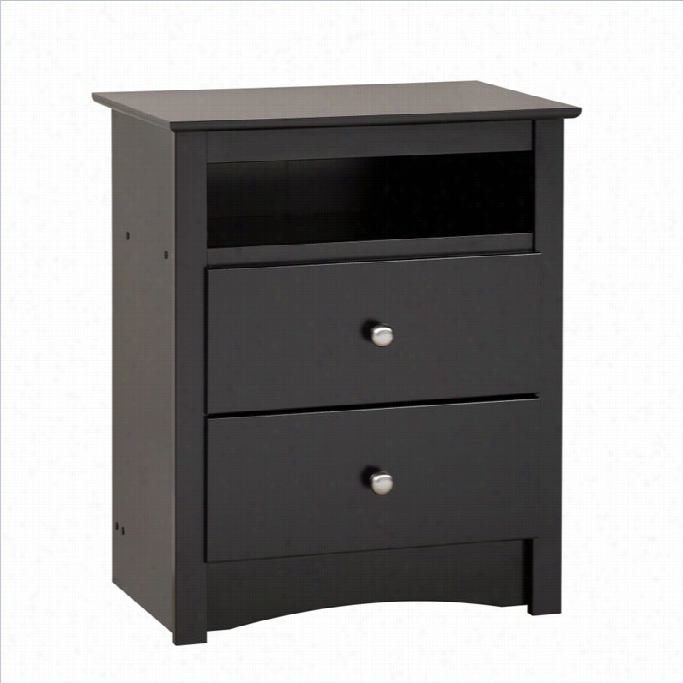 Prepac Sonoma Black Tall 2d Rawer Night Stand