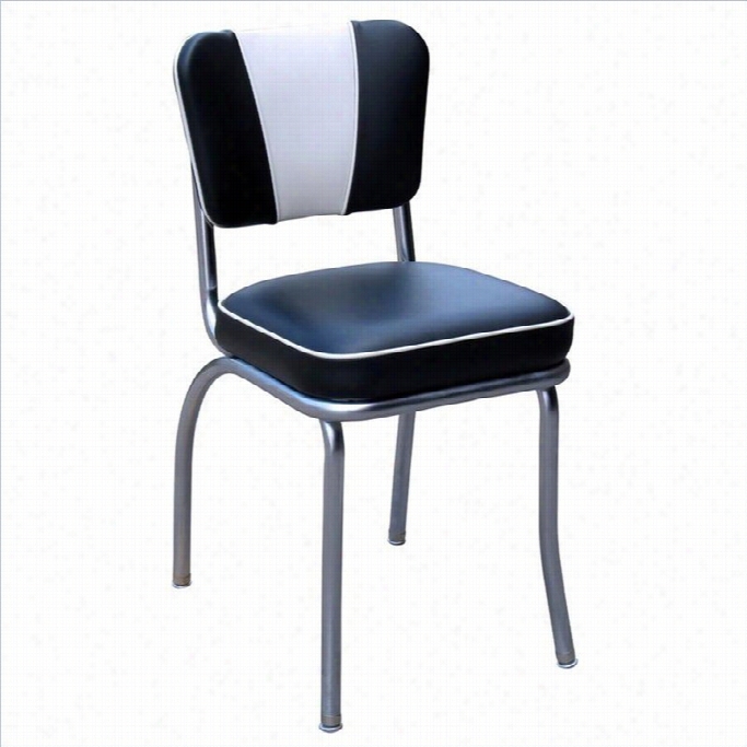 Richardson Seating Retro 1950s V-back Chrome Diner Dining Chair In Black Nd White