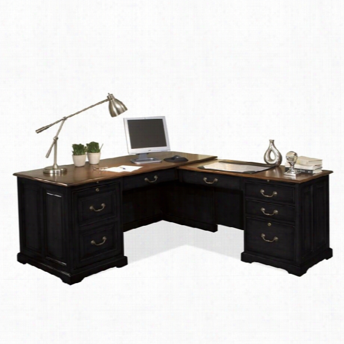 Riverside Furniture Bridgeport Workstation In Antique Bllack/burnishe Dherry