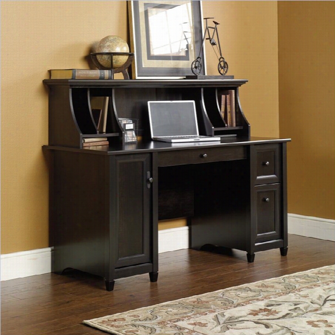 Sauder Edeg Sprinkle And Calender  Computer Desk And Hutch Set  In Estate Black