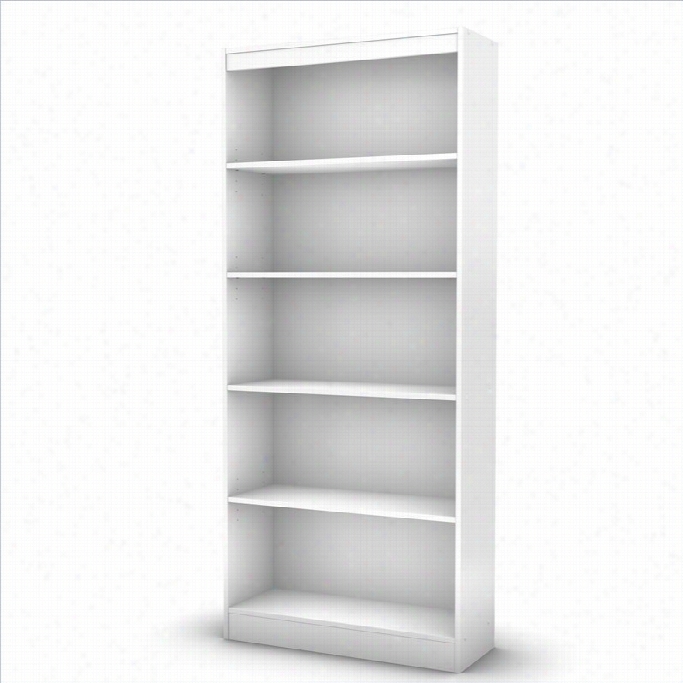 South Shroe 5 Shelf Bookcase In Pure Wite