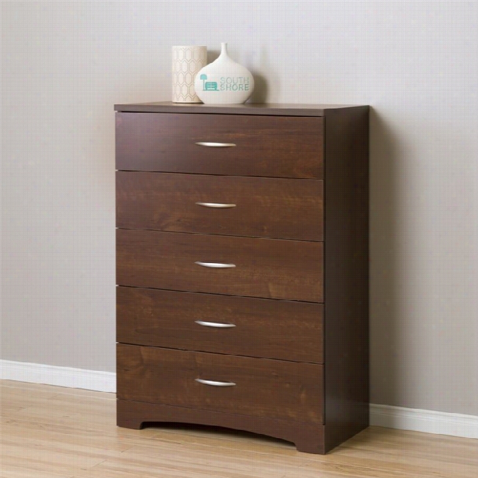 South  Shore Step One 5 Drawer Wood Chest In Sumptuous Cherru