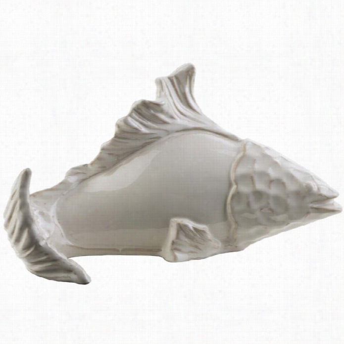 Surya Clearwater 6.5 X 11.42 Ceramic  Fish In Glossy Ivory