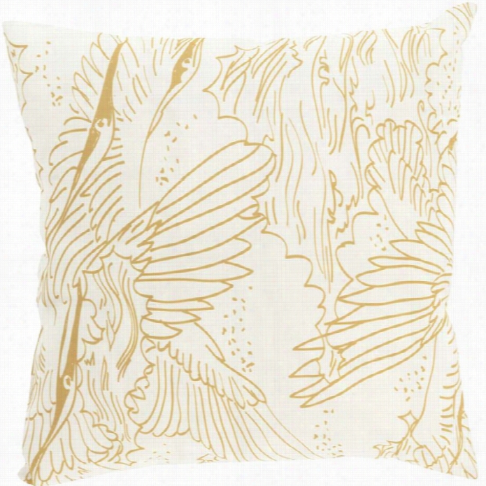 Surya Mizu Poly Fill 20 Sqquare Pillow In Golden