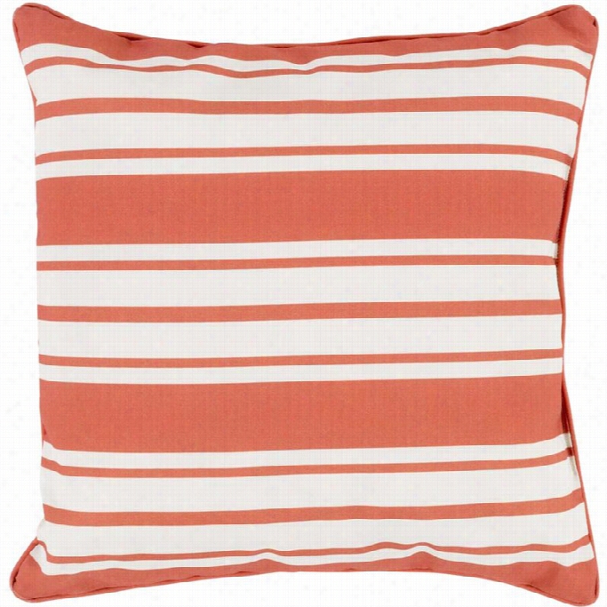 Suryan Autical Stripe Poly Fill 20 Square Pillow In Red