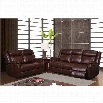 Global Furniture USA 2 Piece Leather Reclining Sofa Set in Brown