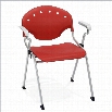 OFM Rico Stack Stacking Chair with Arms in Silver and Red