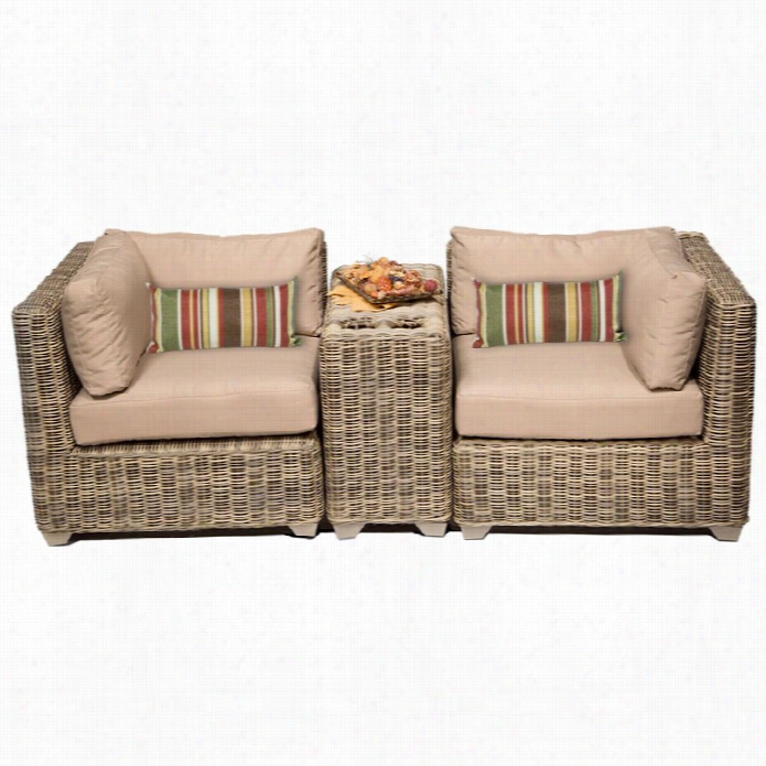 Tkc Cape Cod 3 Piece Outdoor Wicker  Sofa Set In Wheat