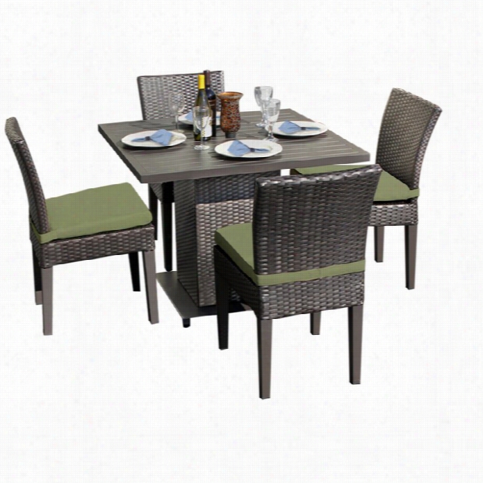 Tkc Napa Square 5 Piece  Wicker Patio Dining Set In Cilantro