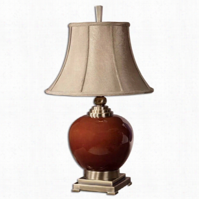 Utter Most Daviel Porcelain Tabel Lamp In  Cinnamon Red