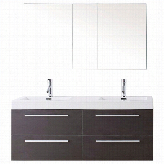 Virtu Usa Finley  54 Polymsrble Double Bathfoom Emptiness Cabinet Set In Wenge