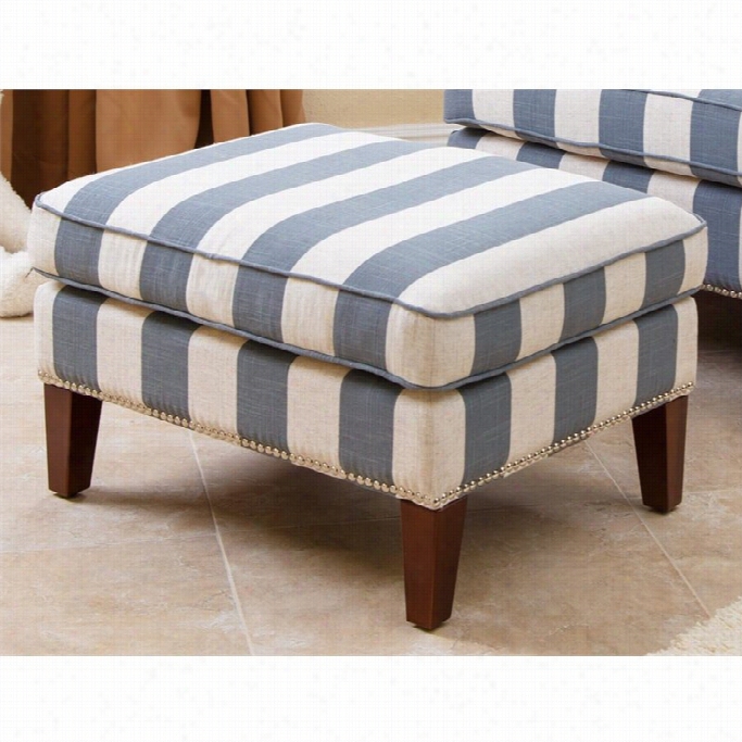 Abbyson Living Chelie Fabric Ottoman In Blue And Ivory