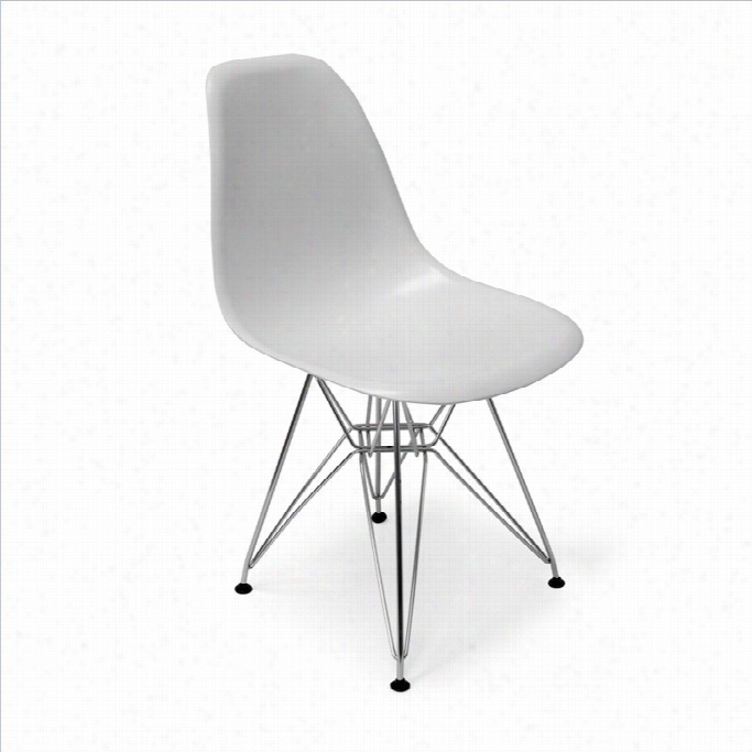 Aeon Furniture Chantal Dining Ch Air In Matte White And Stainels Steel