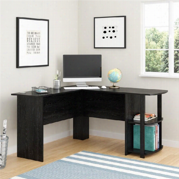 Altra Dakoya 54 L-shaped Desk With Bbook Helves In Black Ebony As H