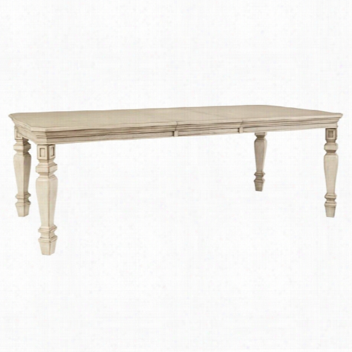 Ashley Demarlos Extendable Dininng Table In Parchment W Hite