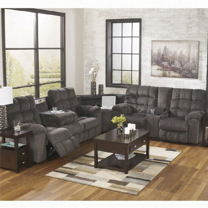 Ashley Furniture Acieona 3 Piece Fabric Reclining Seectional In Slate