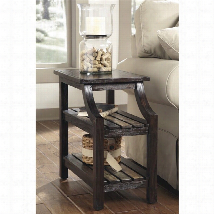 Ashley Mestler Chair Side End Table In Rustic Brown