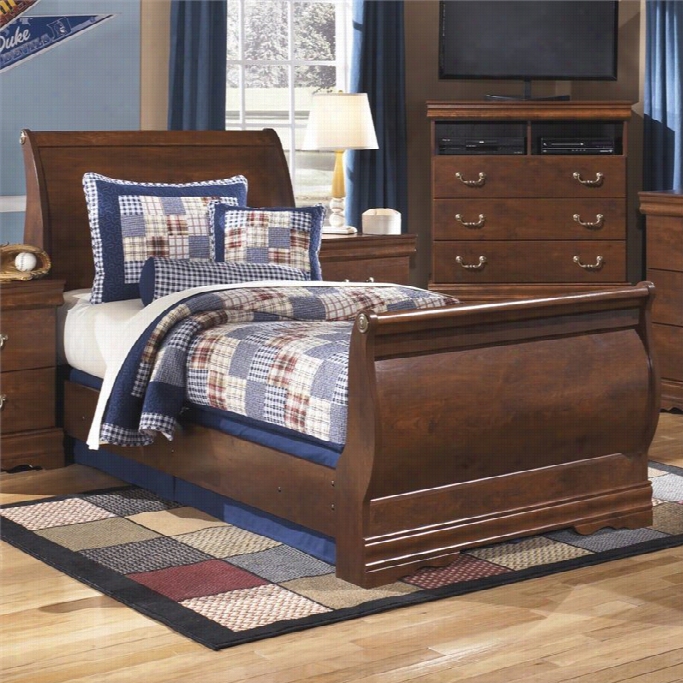Ashley Wilmington Wood  Twin Sleigh Bed In Brown