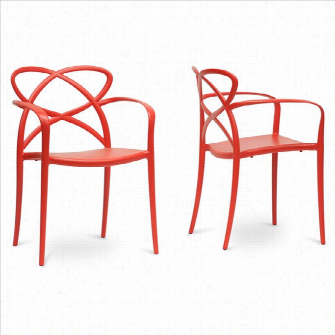 Baxton Studio Huxx Stackable Dining Chair In  Red (set Of 2)