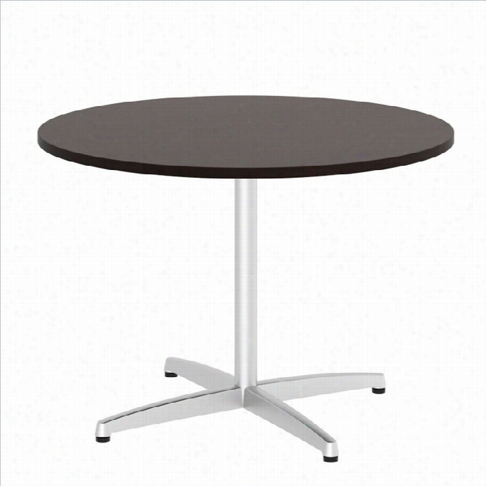 Bush Bbf 42w  Round Conference Table Kit - Metal X Base In Mocha Cherry