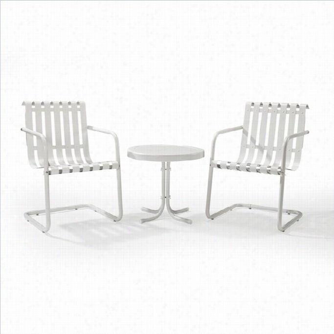 Crosley Furniture Graciee 3 Piece Metal Outdoor Conversaaiton Set In Alabaster White