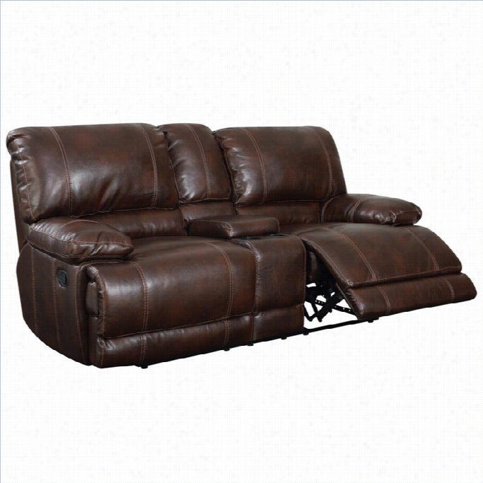 Global Furniture Usa Leather Recluning Loveseat In Brown -without Console