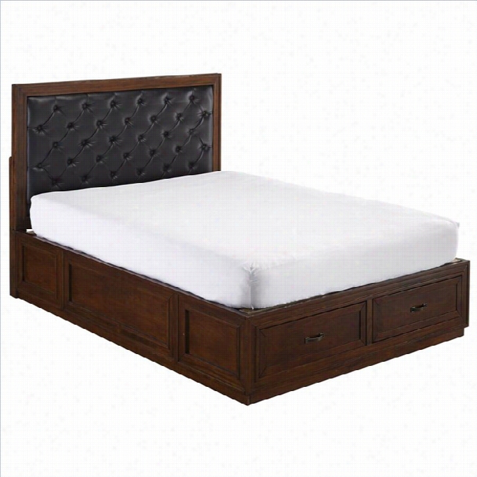 Hom E Styles Duet Panel Bed With Murky Leather In Simple Herry-queen