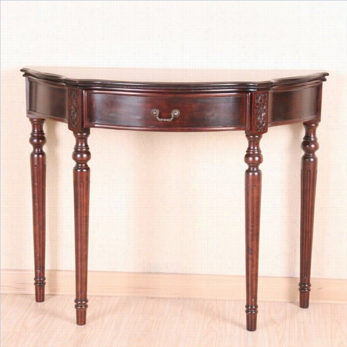 International Caravan Iwndsor Half Moon Table In Dual Waalnut Staiin