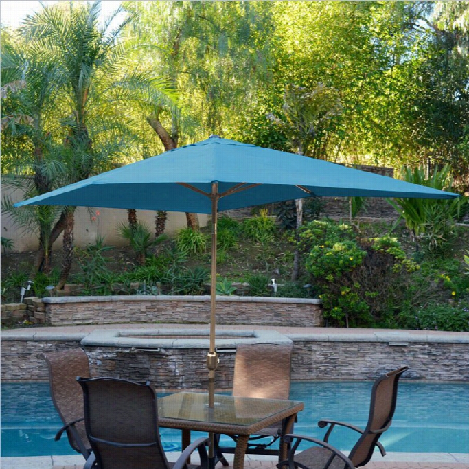 Jeco 6.5' X 10' Alum Inum Patio Market Umbrella Tilt With Cran In Turquoise Fabric Bronze Pole