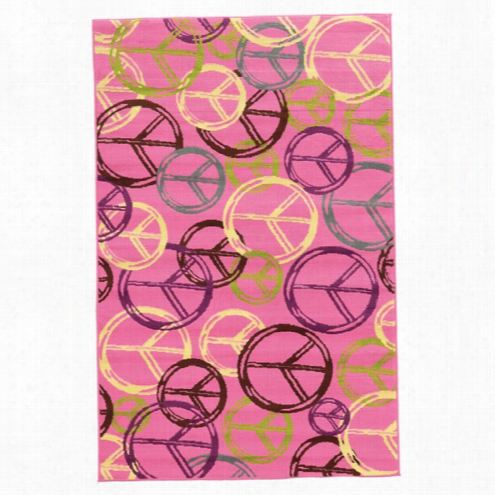 Linon Tween 4'4  X 6' Peace Pink Rug