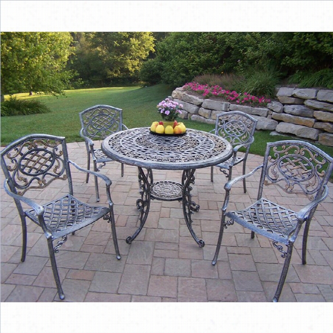 Oakland Living 5 Piece Metal Patio Dining Set In Antique Pewter