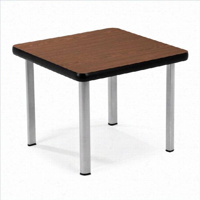 Ofm 20 X 20 End Table Eurropa Silver Legs In Mahogany