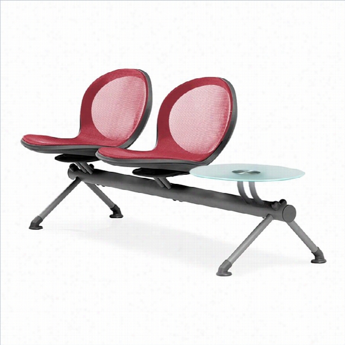 Ofm Beam Guest Chair With 2 Seats  Andd Table In Red