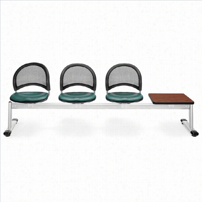 Ofm Moon4   Beam Seating With 3 Vinyl Seat And Table In  Teal And Ceh Rry