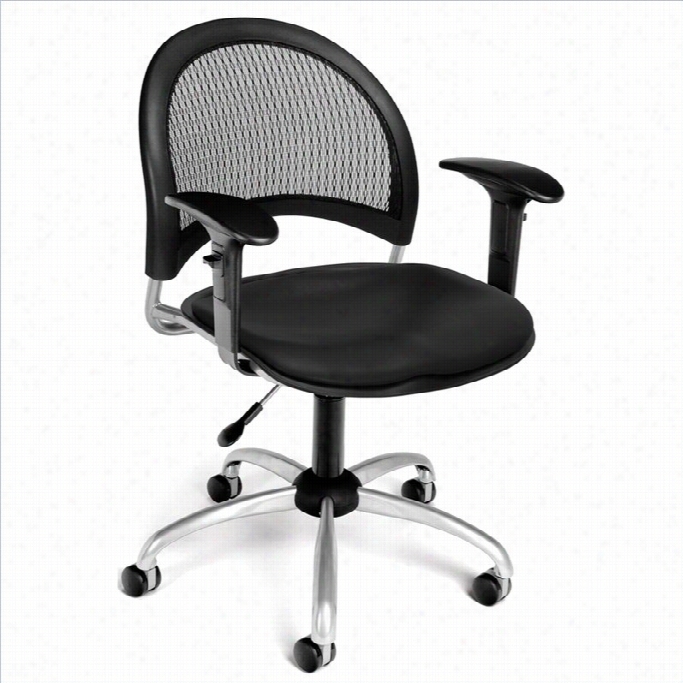 Ofm Moon Swivel Vvinyl Office Seat Of Justice With Arms In Black