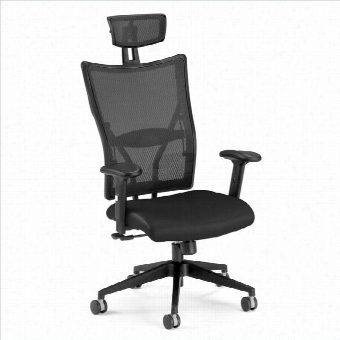 Ofm Talisto Series Executive High-ba Ck Leather Mesh Officec Hair In Black