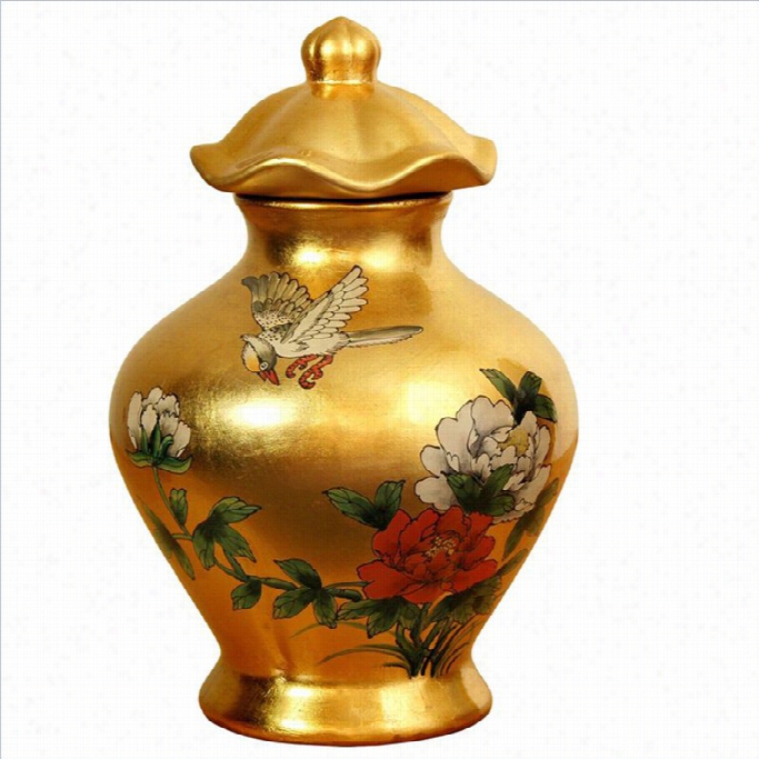 Oriental Furniture14 Temple Jar In Gold