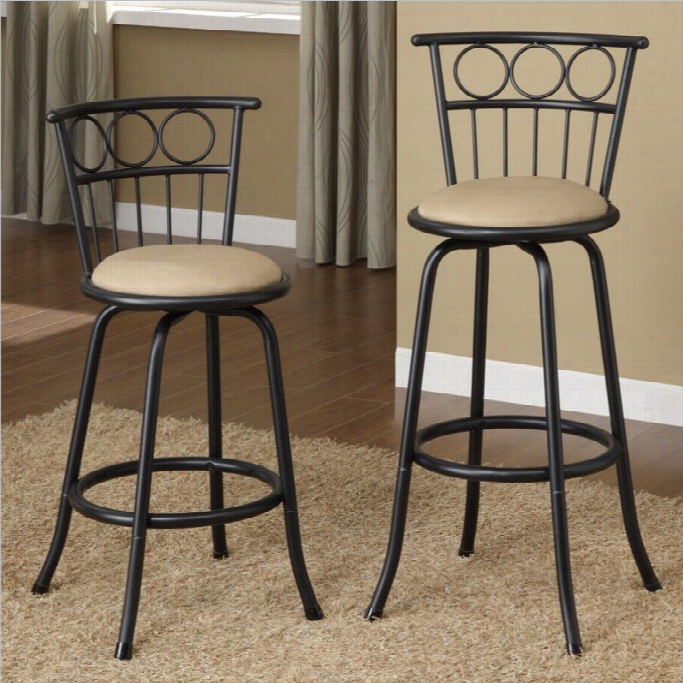 Poundex Eaden 24-29 Adjustable Swivel Rod Stool (set Of 2)