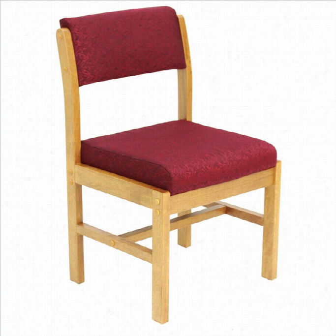 Regency Belcino Leg Base Side Guest Chair In Means Oak And Burgundy