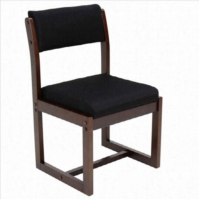 Regency Belcino Sled Base Side Guest Chair In Mocha Walnut And Black
