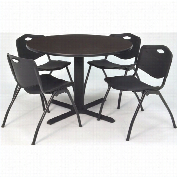 Regency Round Lunch Table And 4b Lack M Stac Chairs In Mocha Walnut