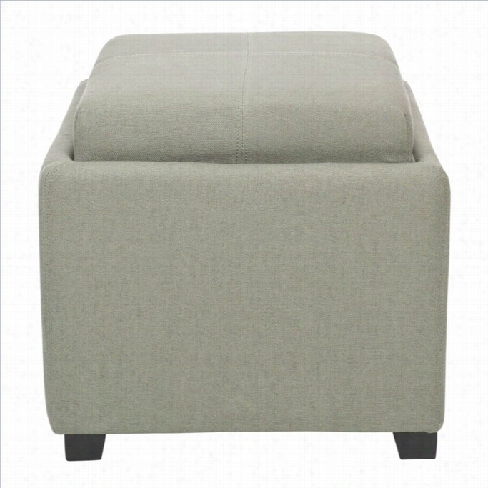 Safavieh Carter Birch Wood Linen  Tray Ottoman In Grey